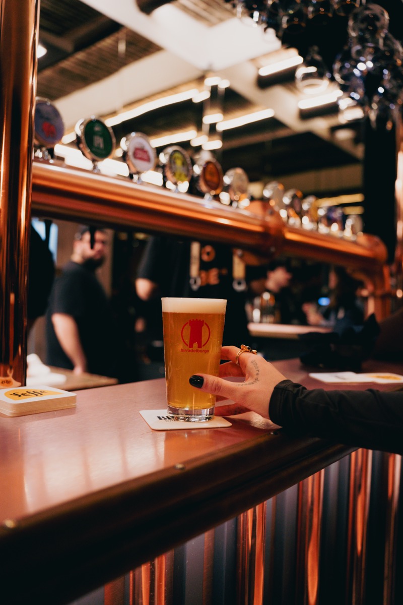 Cold draft beer during a Champions League match at Bridge Brew Bar Naples