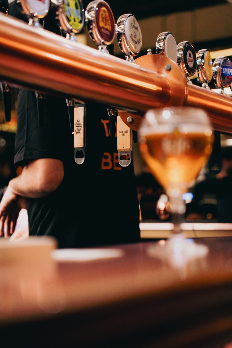 Draft beer taps at Bridge Brew Bar